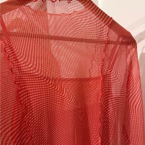 Red Sheer Striped Top